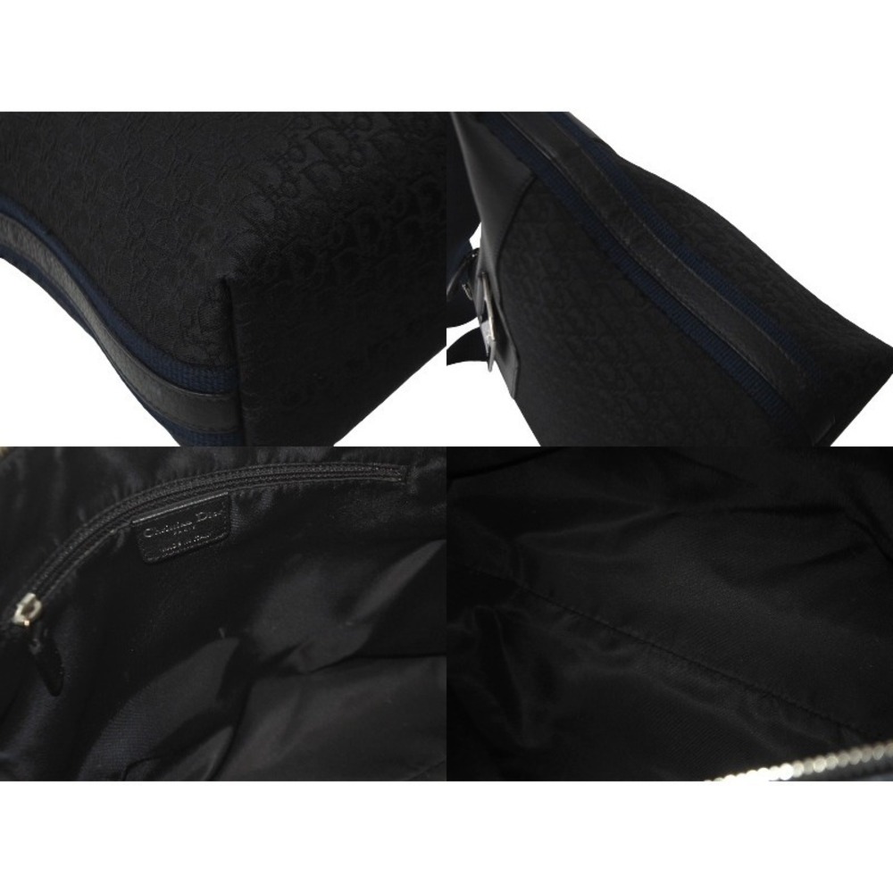 Christian Dior Trotter Handbag Flower Embroidery Canvas Leather Black - Picture 8 of 10